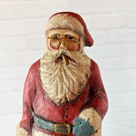 Vintage Crate Prospects Santa Shelf Sitter Figure Ann Olson Wood Hand Carved - Picture 9 of 11